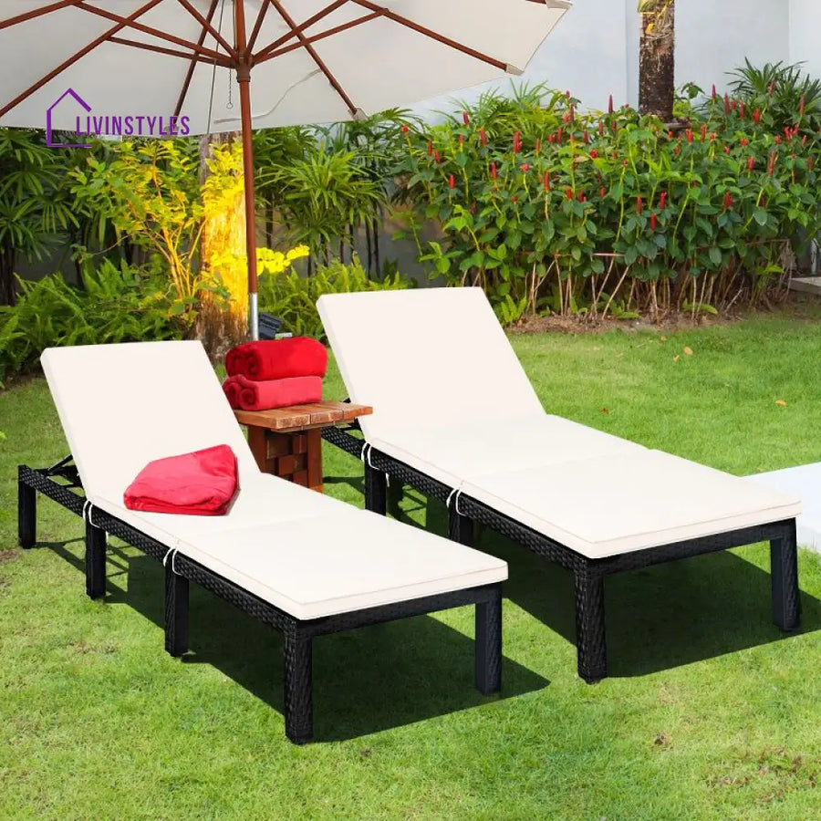Bloom Outdoor Swimming Poolside Lounger Set of 2 (Black) - Loungers