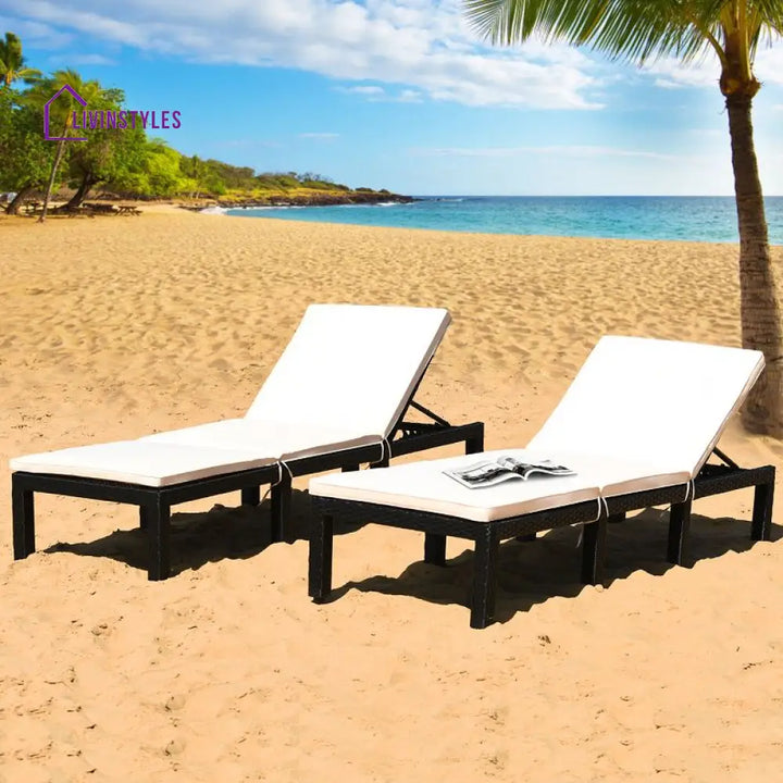Bloom Outdoor Swimming Poolside Lounger Set of 2 (Black) - Loungers