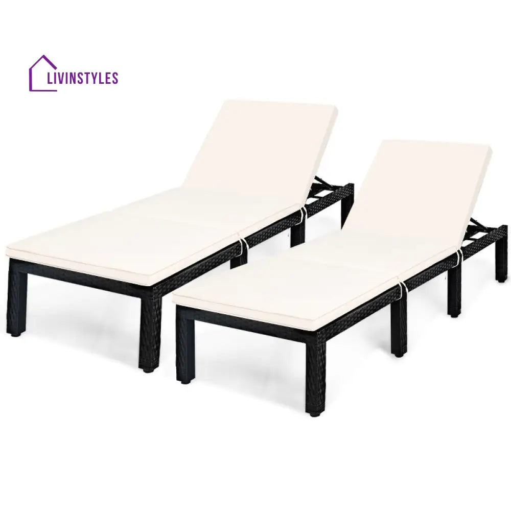 Bloom Outdoor Swimming Poolside Lounger Set of 2 (Black) - Loungers