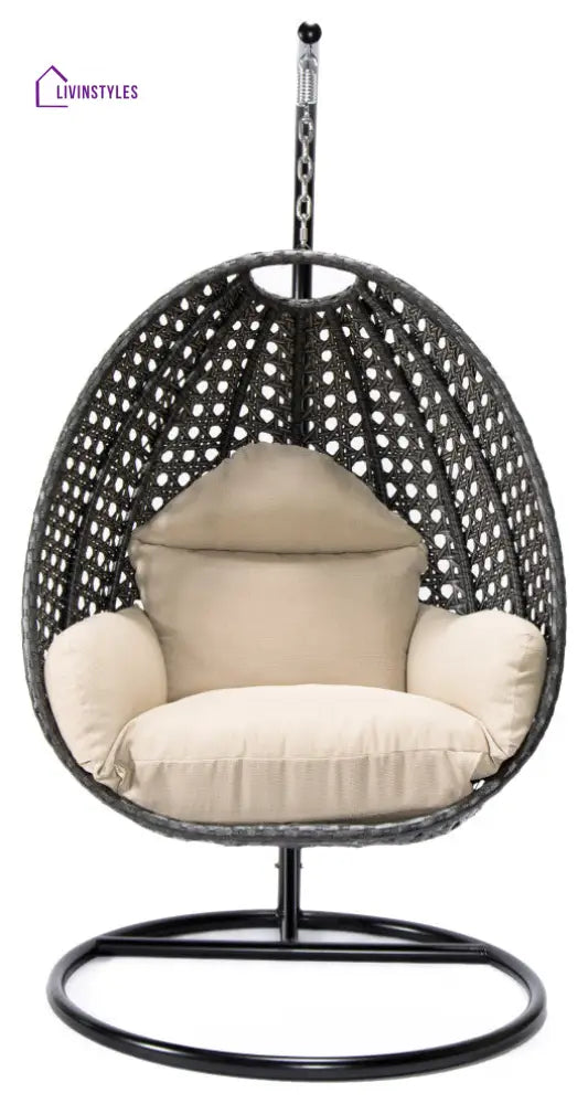 Blox Single Seater Hanging Swing With Stand For Balcony Garden (Dark Grey) - Swings