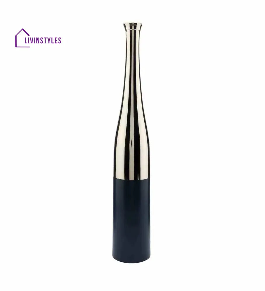 Blue And Silver Champagne Large Bottle Vase