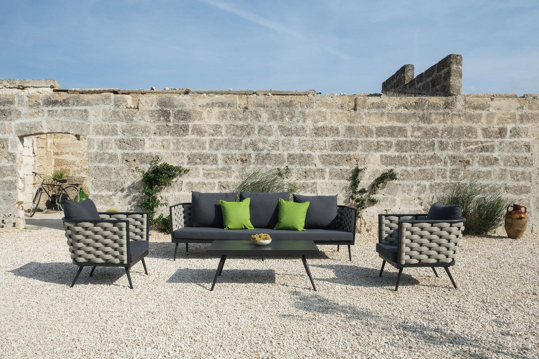 Amando Outdoor Sofa Set 3 Seater , 2 Single seater and 1 Center Table Braided & Rope