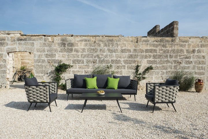 Amando Outdoor Sofa Set 3 Seater , 2 Single seater and 1 Center Table Braided & Rope