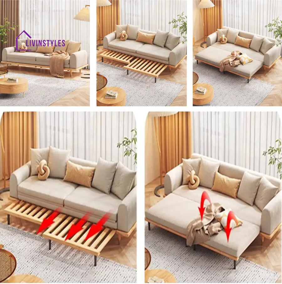 Japandi Minimalism Solid Wood Sofa Bed SOFA BED