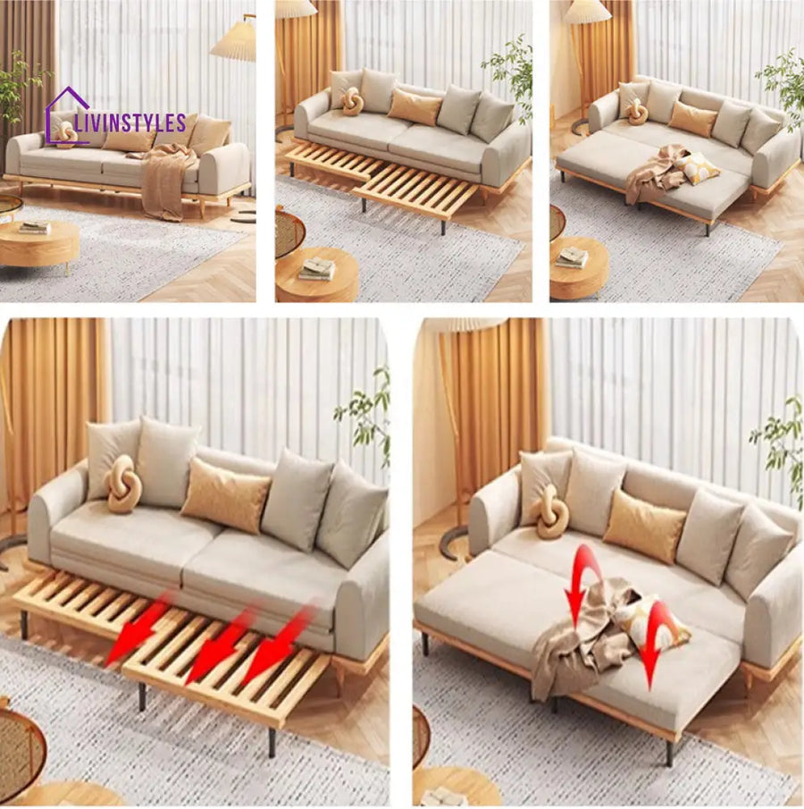 Japandi Minimalism Solid Wood Sofa Bed SOFA BED