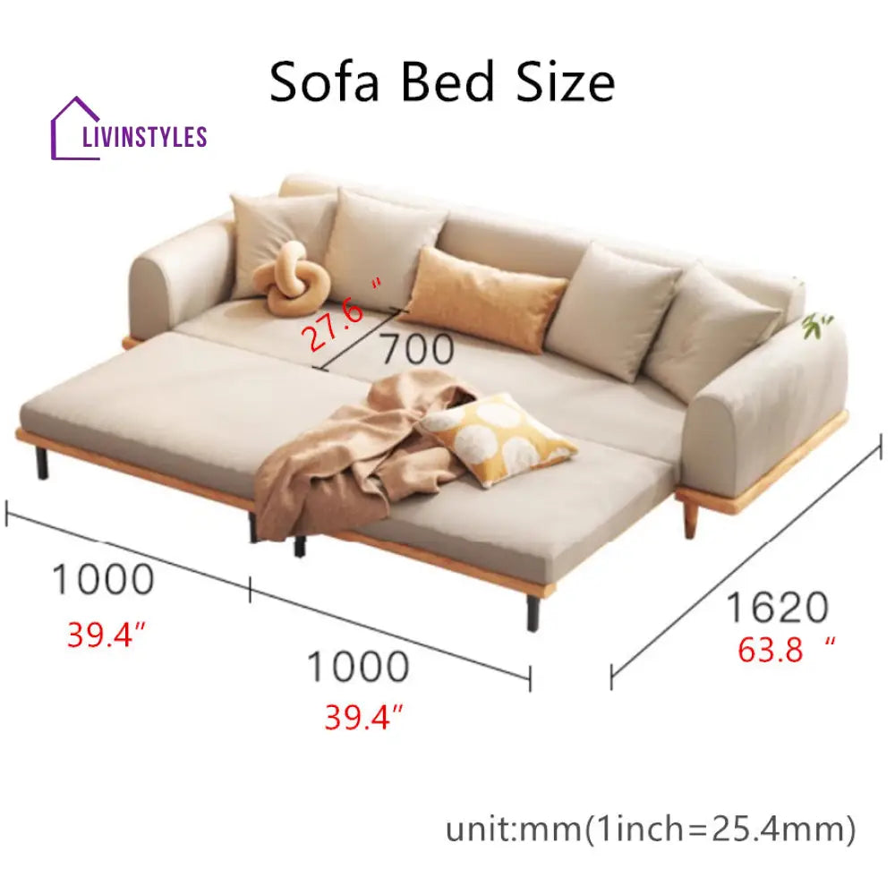 Japandi Minimalism Solid Wood Sofa Bed SOFA BED