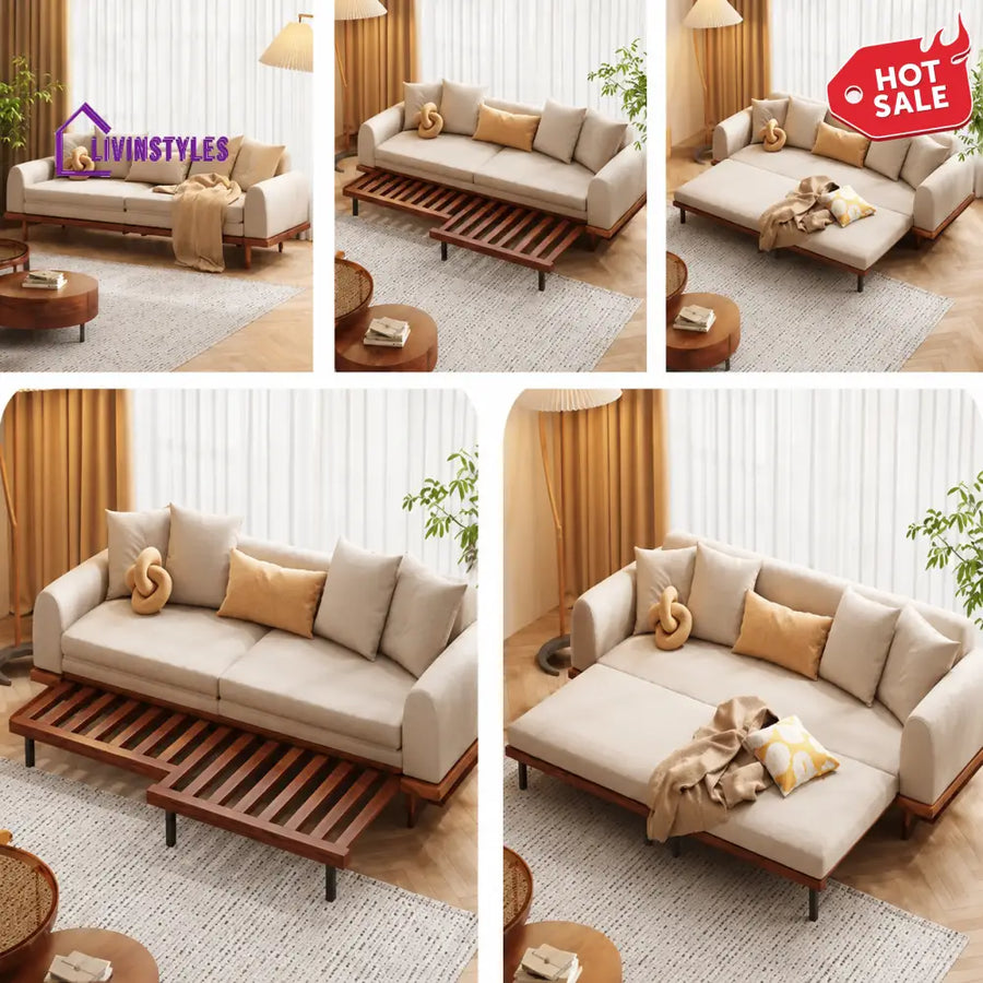 Boaz Solid Wood Sofa Come Bed for Living Room & Premium Upholstery - SOFA BED