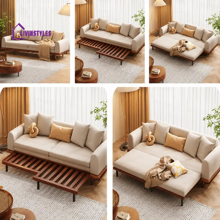Boaz Solid Wood Sofa Come Bed for Living Room & Premium Upholstery - SOFA BED