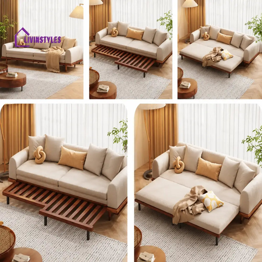 Boaz Solid Wood Sofa Come Bed for Living Room & Premium Upholstery - SOFA BED