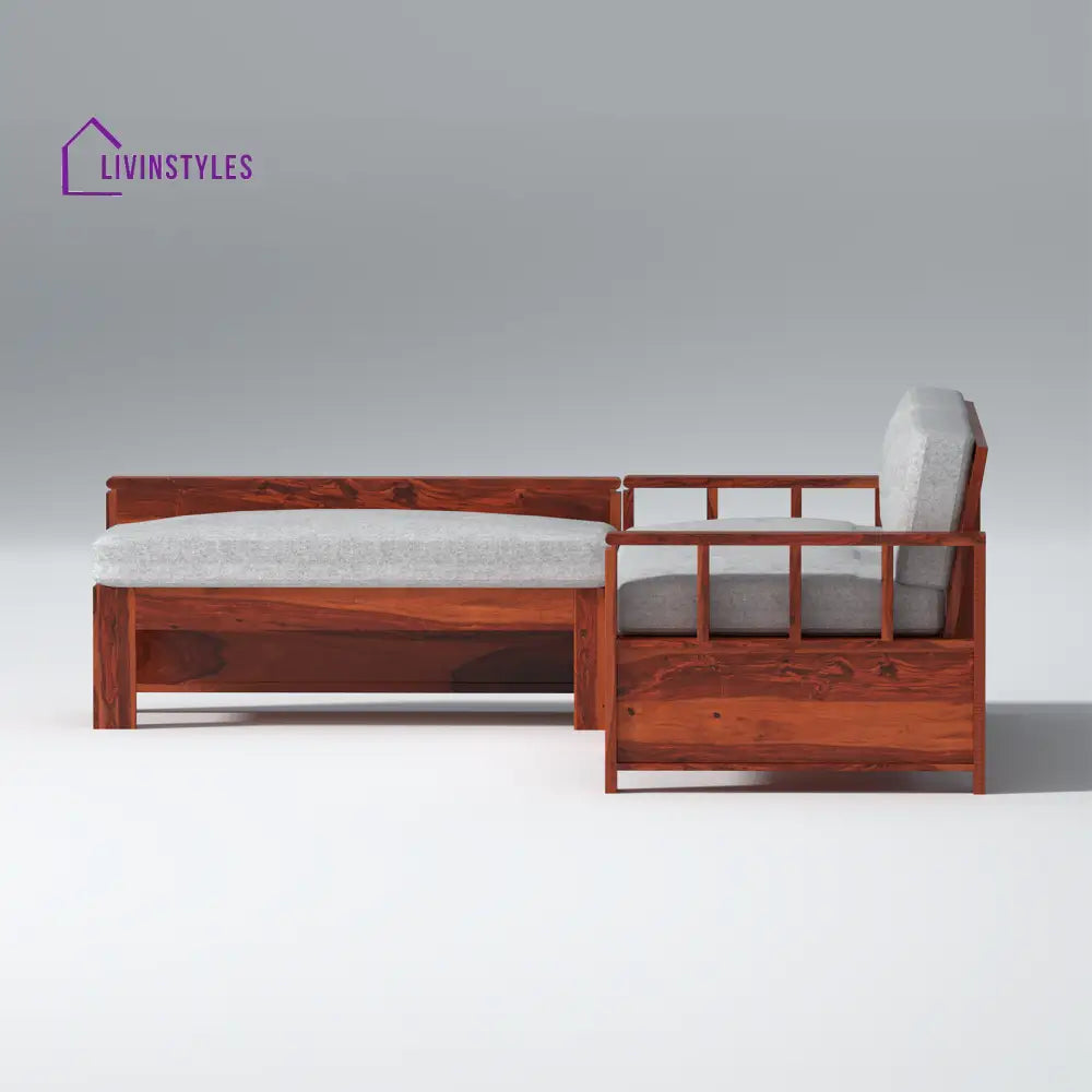 Bogdan L Shape Sheesham Wood Sofa In Light Honey sofa