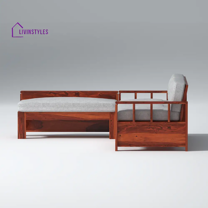 Bogdan L Shape Sheesham Wood Sofa In Light Honey sofa