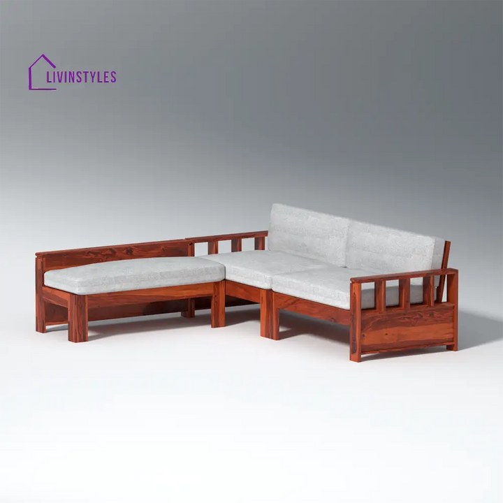 Bogdan L Shape Sheesham Wood Sofa In Light Honey sofa
