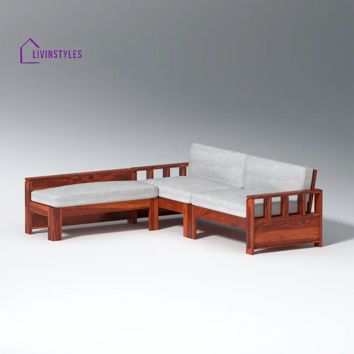 Bogdan L Shape Sheesham Wood Sofa In Light Honey sofa