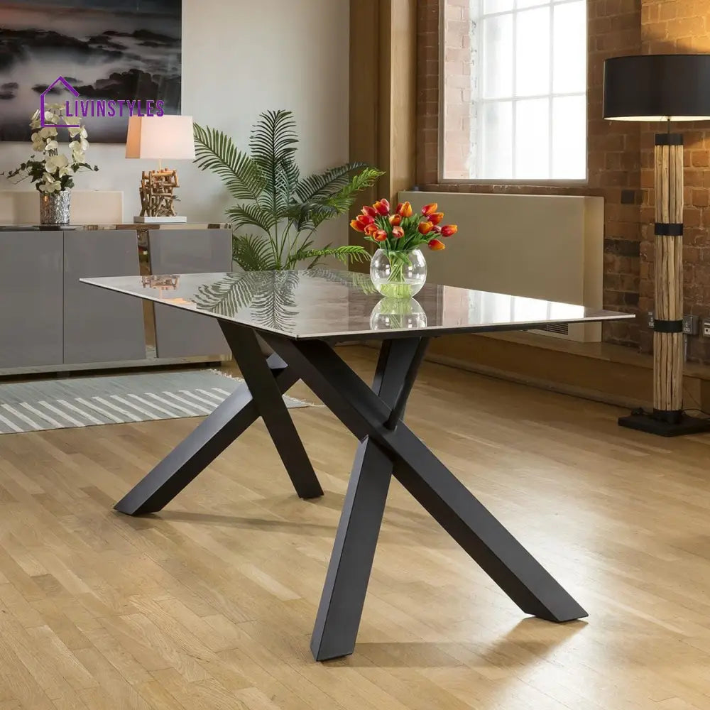 Bogdana Modern 6 Seater Marble Dining Table And Bench Set - Velvet Dining Room / Dining Sets