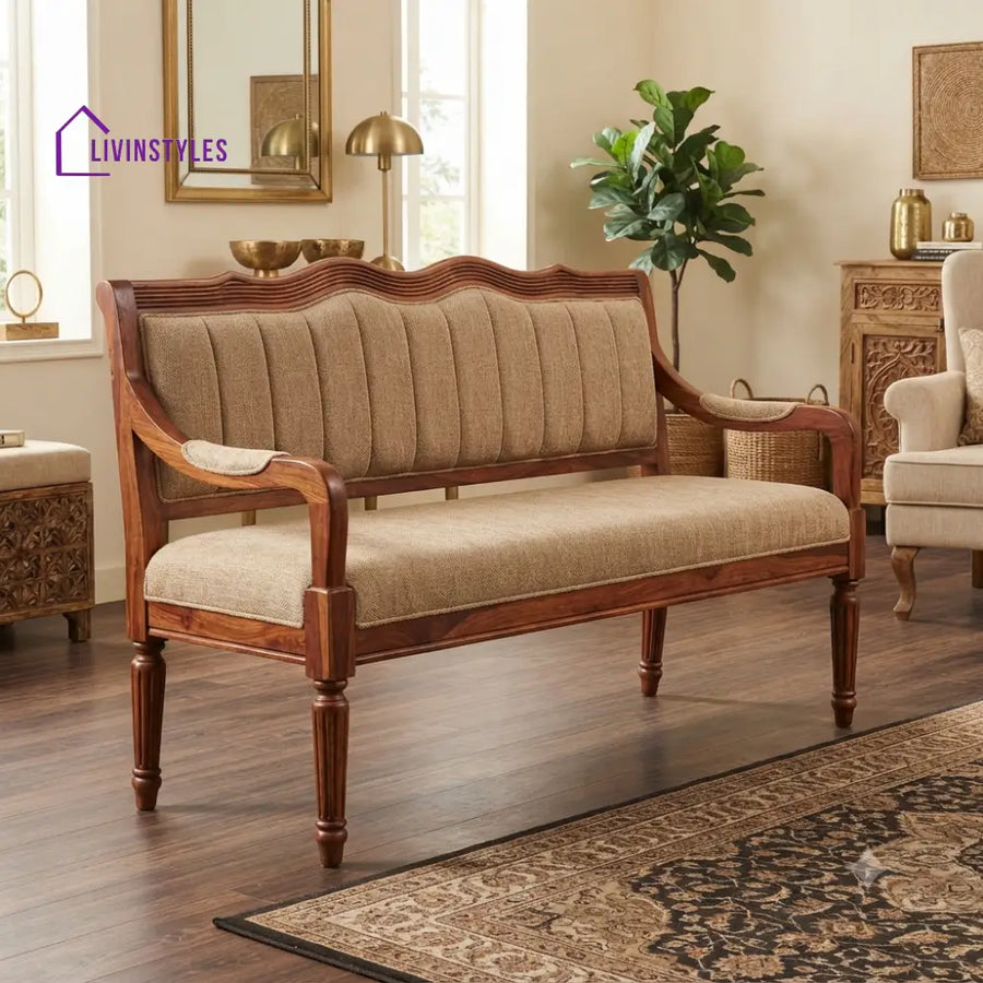 Boho Wooden Bench for Living Room | Bedroom | Extra Seating