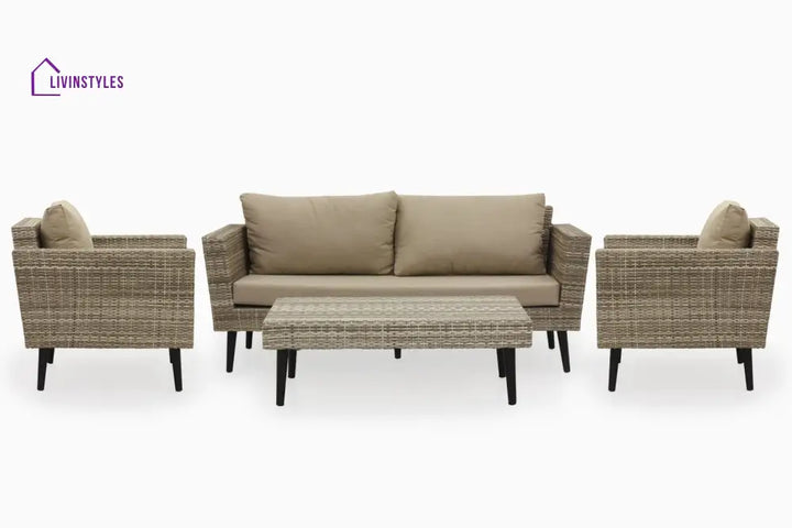 Bonfilia Outdoor Sofa Set 2 Seater 2 Single seater and 1 Center Table (Seashell) - Sofa Sets