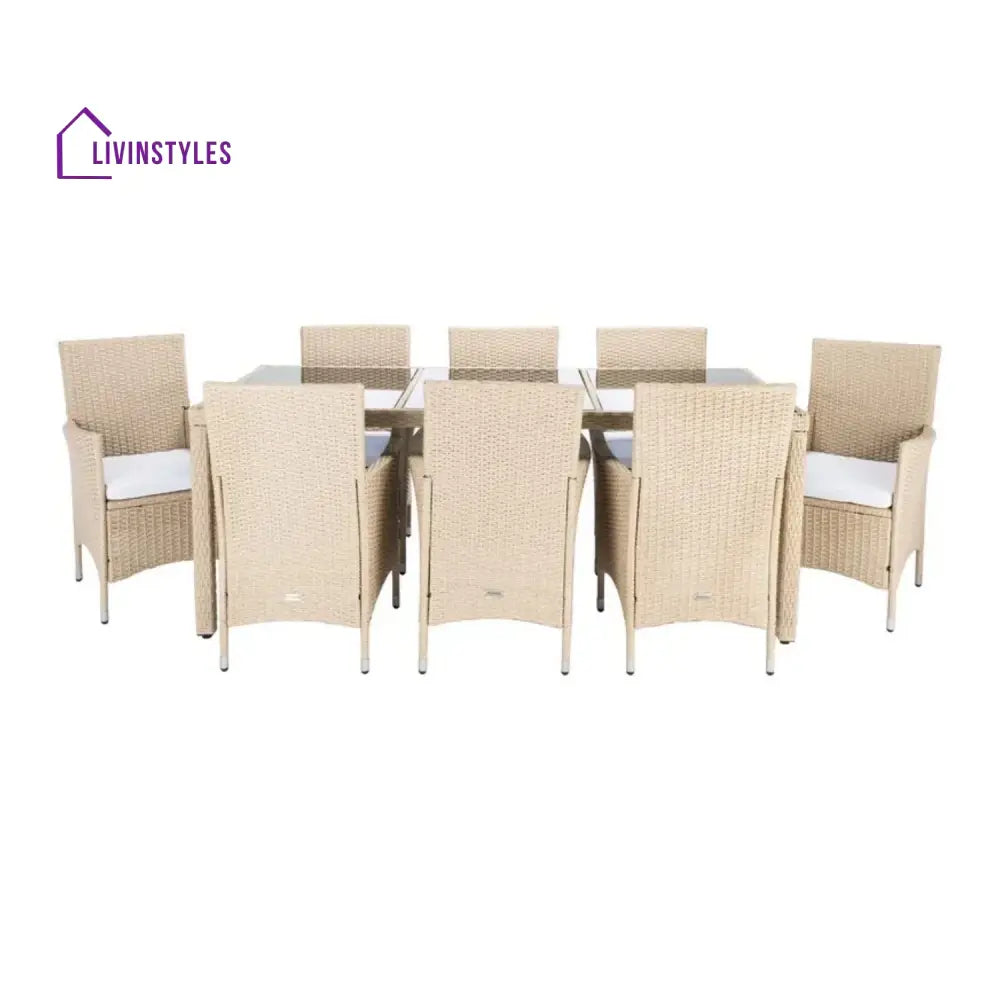 Bongiwe 9-Piece Outdoor Rattan Wicker Dinning Table Set - Dining Set
