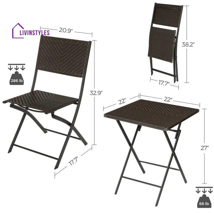 Boni Outdoor Patio Seating Set 2 Chairs and 1 Table Set (Dark Brown) - Coffee Table Sets
