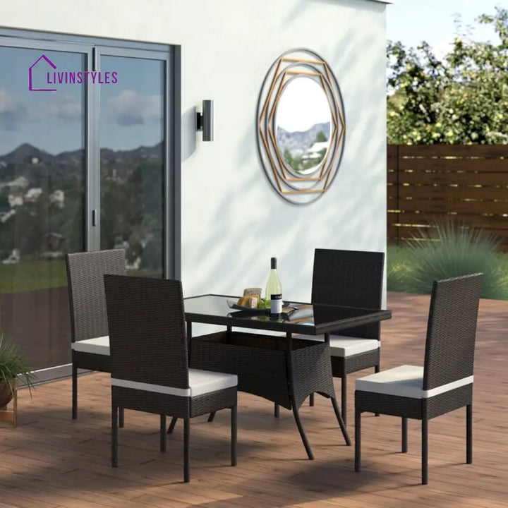 Bonucci Outdoor Patio Dining Set 4 Chairs and 1 Table (Dark Brown) - Dining sets