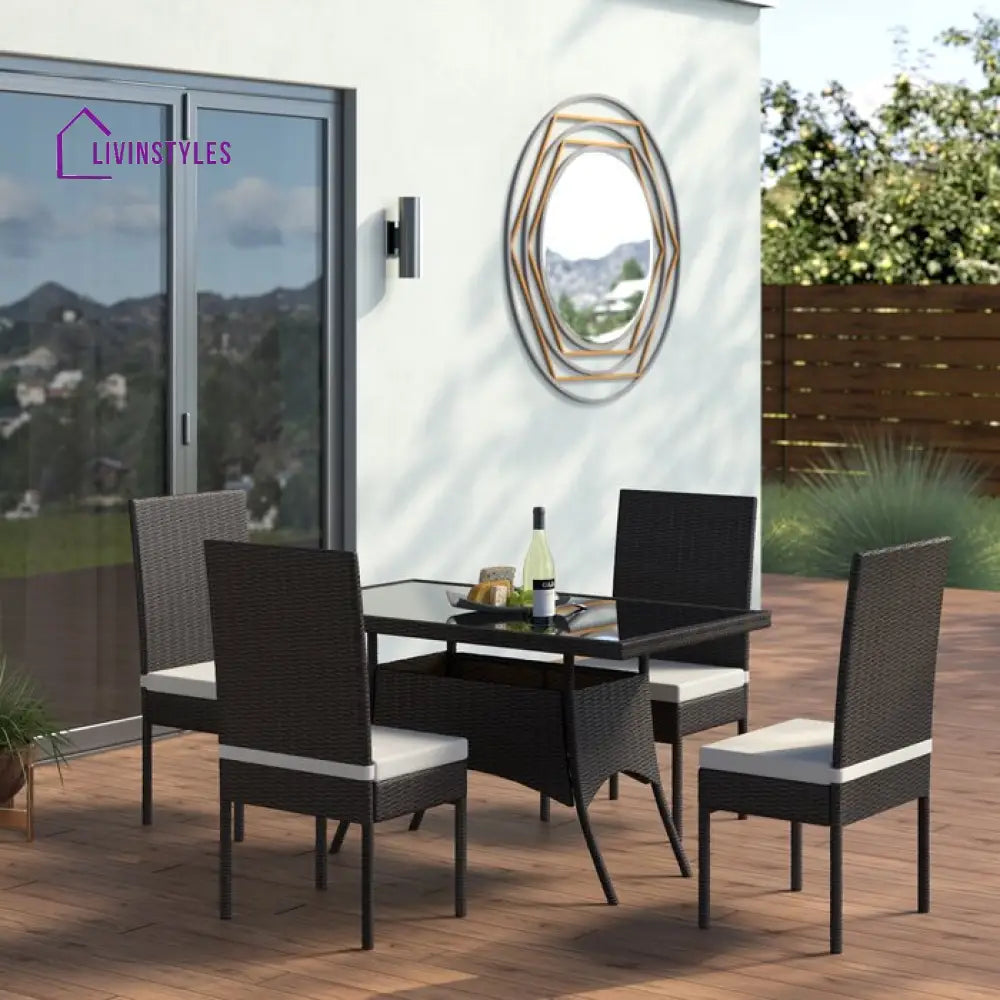 Bonucci Outdoor Patio Dining Set 4 Chairs and 1 Table (Dark Brown) - Dining sets