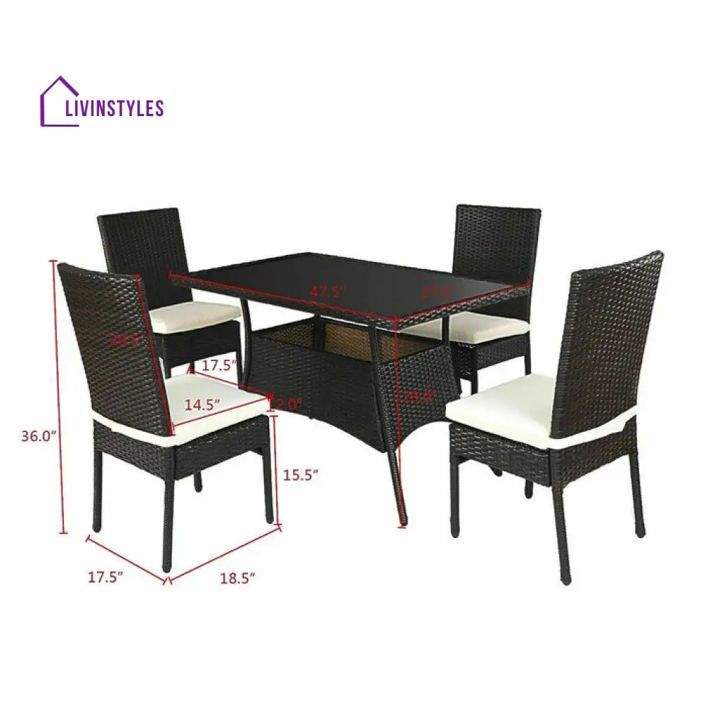 Bonucci Outdoor Patio Dining Set 4 Chairs and 1 Table (Dark Brown) - Dining sets