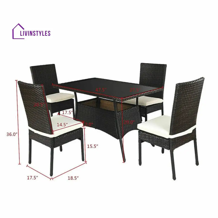 Bonucci Outdoor Patio Dining Set 4 Chairs and 1 Table (Dark Brown) - Dining sets