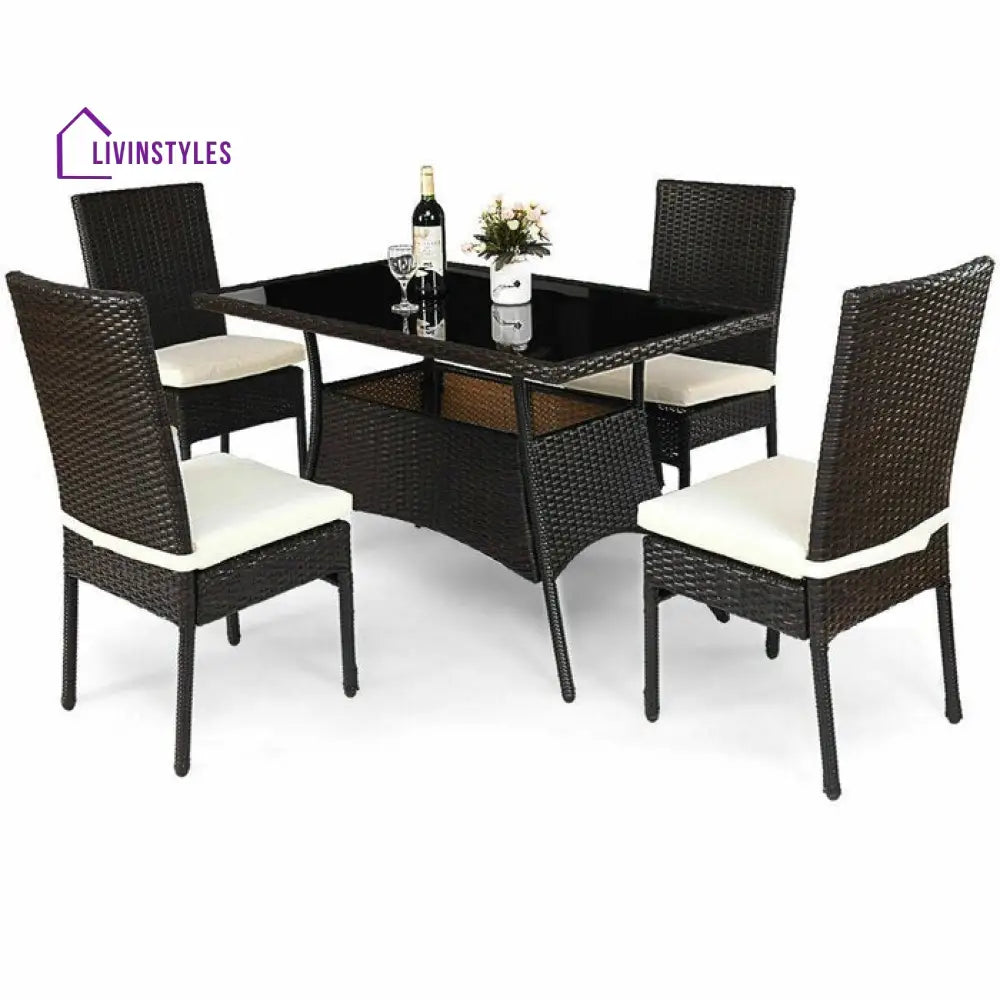 Bonucci Outdoor Patio Dining Set 4 Chairs and 1 Table (Dark Brown) - Dining sets