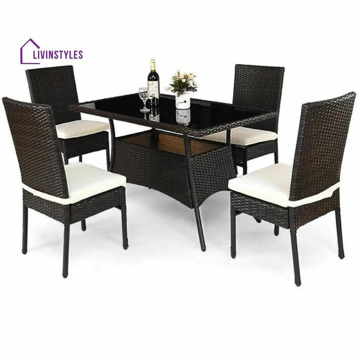 Bonucci Outdoor Patio Dining Set 4 Chairs and 1 Table (Dark Brown) - Dining sets