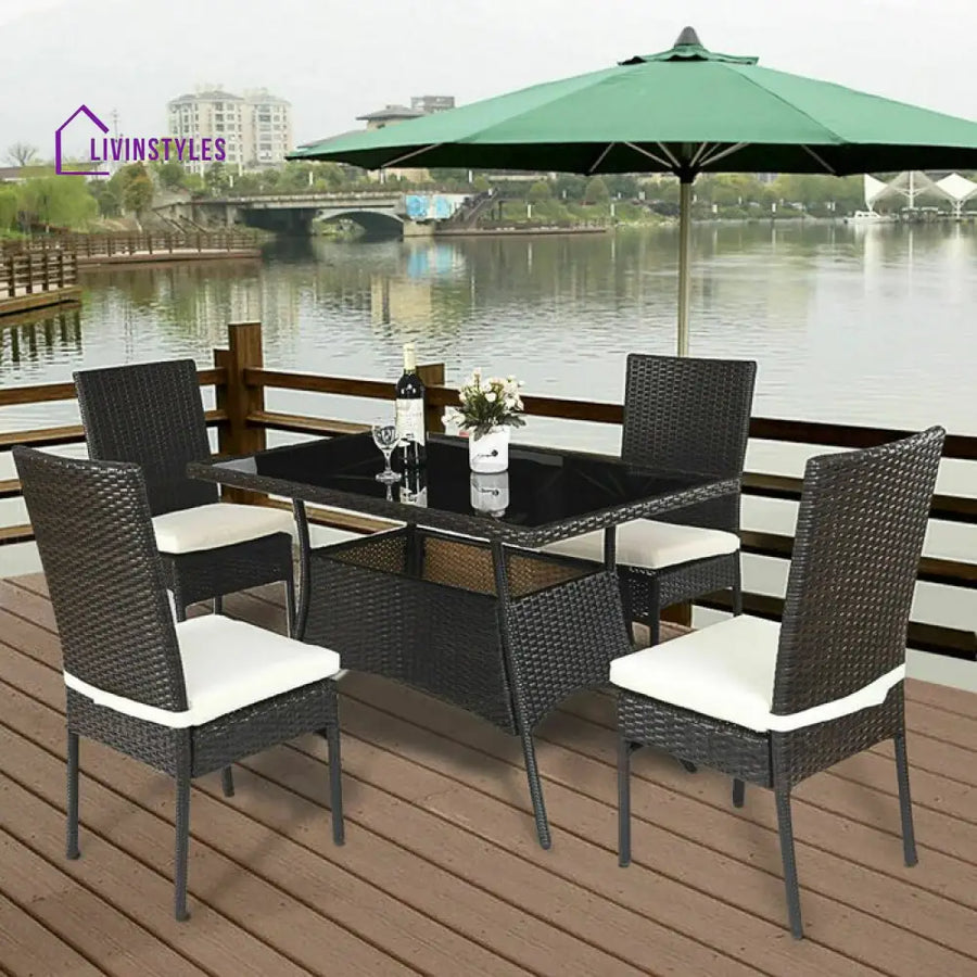 Bonucci Outdoor Patio Dining Set 4 Chairs and 1 Table (Dark Brown) - Dining sets