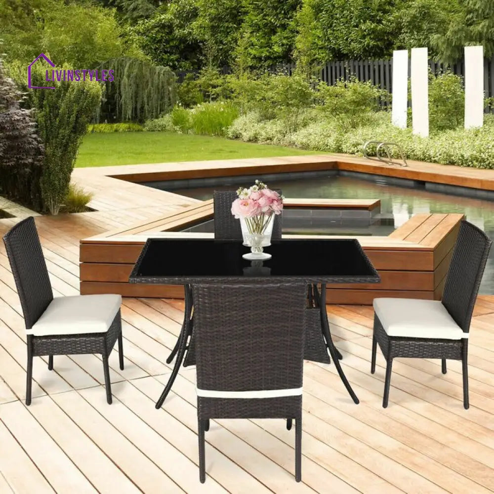 Bonucci Outdoor Patio Dining Set 4 Chairs and 1 Table (Dark Brown) - Dining sets