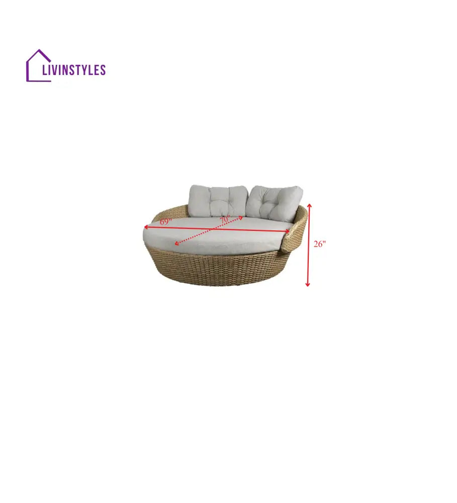 Borroni Outdoor Poolside Sunbed With Cushion Daybed (Honey Brown) - Sunbed