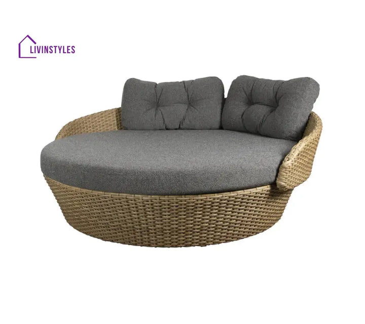 Borroni Outdoor Poolside Sunbed With Cushion Daybed (Honey Brown) - Grey - Sunbed