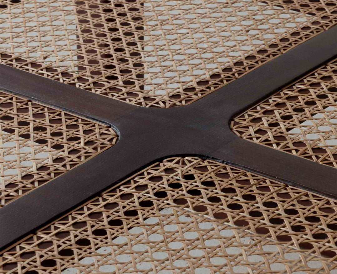 Ishita Solid Wood Rattan Coffee Table