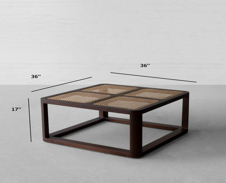 Ishita Solid Wood Rattan Coffee Table