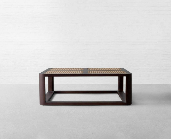Ishita Solid Wood Rattan Coffee Table