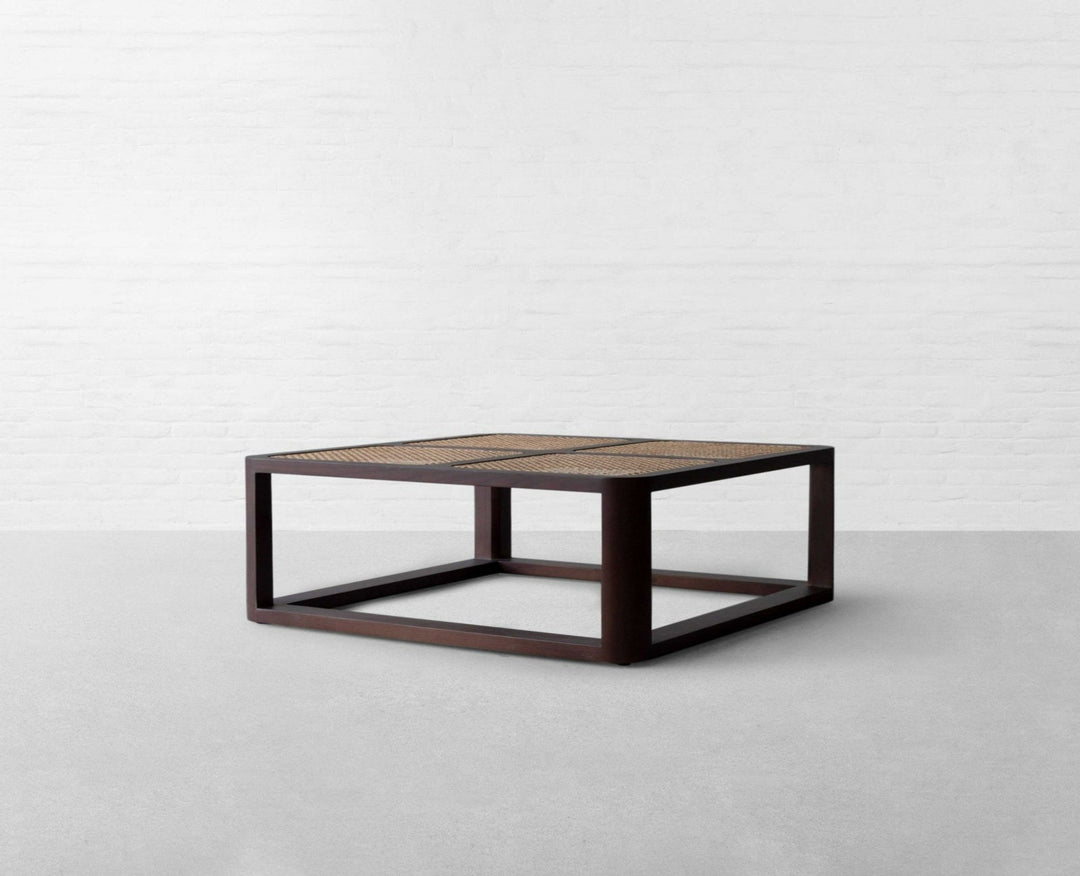 Ishita Solid Wood Rattan Coffee Table