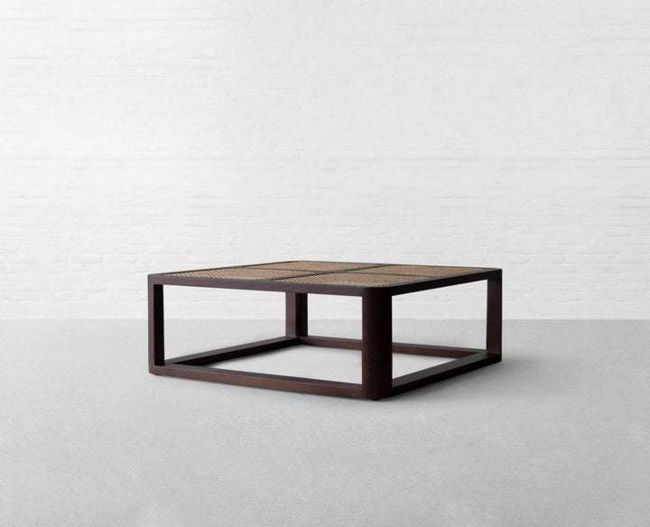 Ishita Solid Wood Rattan Coffee Table