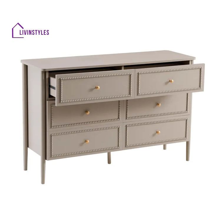 Braulio Bobbin 6 Drawer Chest - Taupe Chest of Drawers