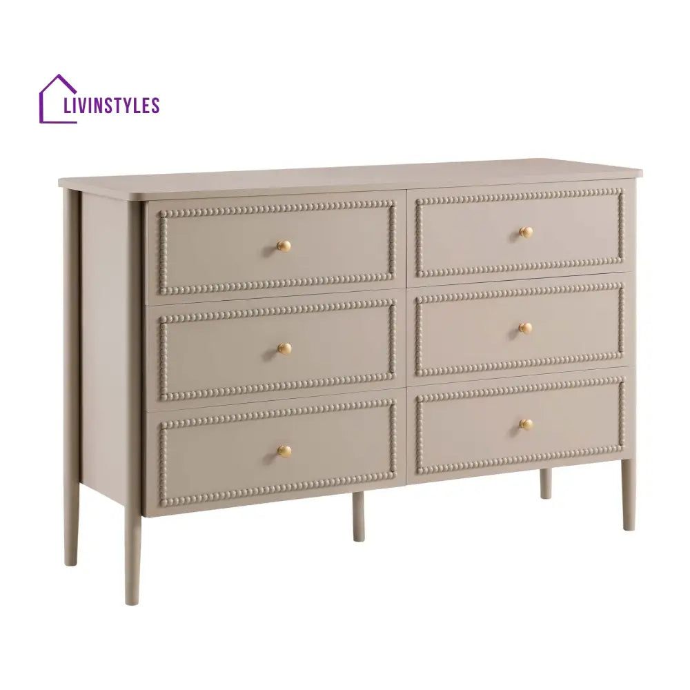 Braulio Bobbin 6 Drawer Chest - Taupe Chest of Drawers