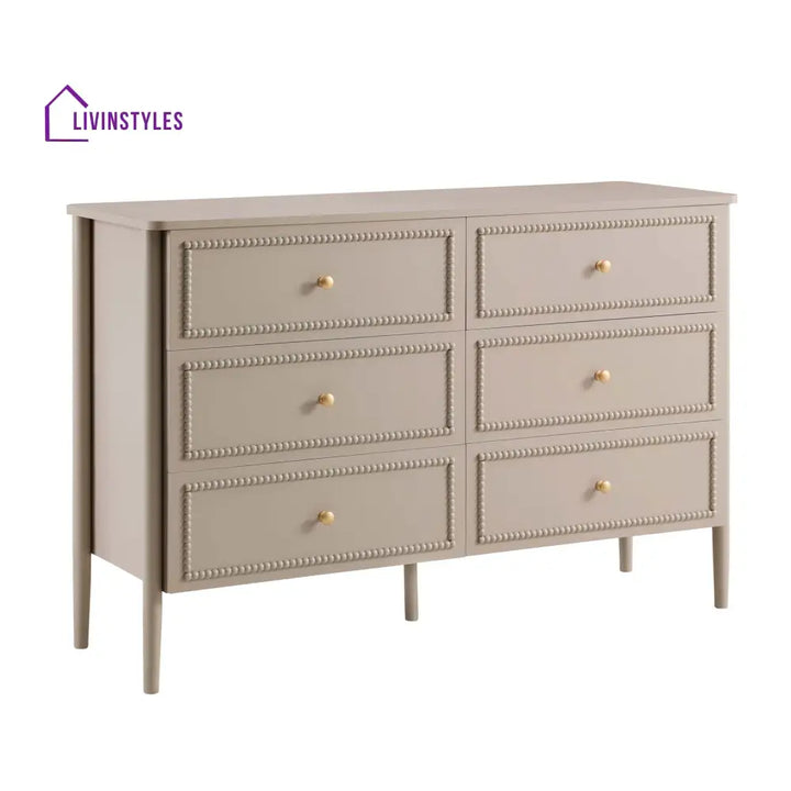 Braulio Bobbin 6 Drawer Chest - Taupe Chest of Drawers