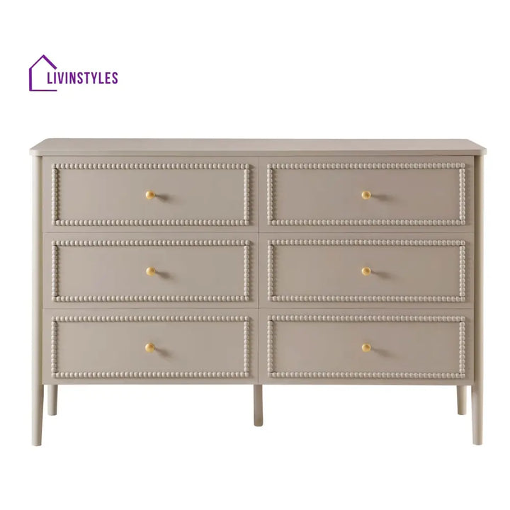 Braulio Bobbin 6 Drawer Chest - Taupe Chest of Drawers