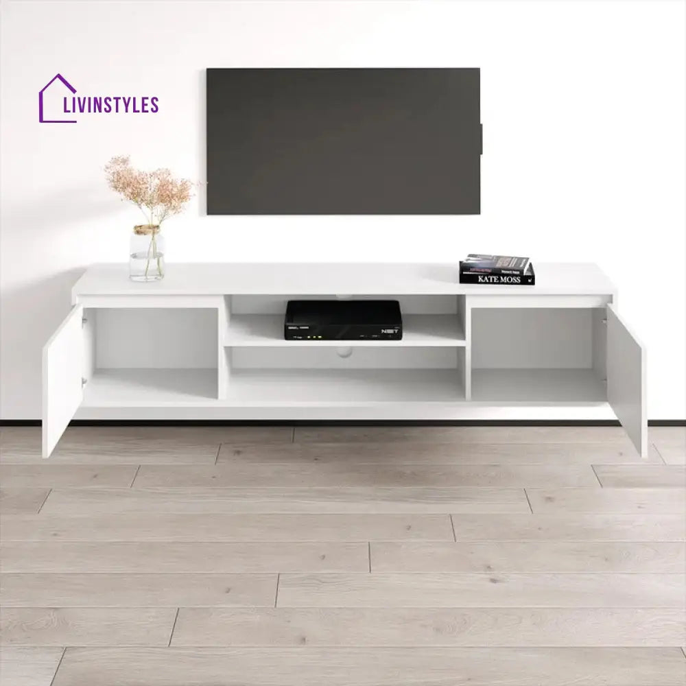 Breeze Wall Mounted Wooden Finish Tv Unit Stand for Living Room