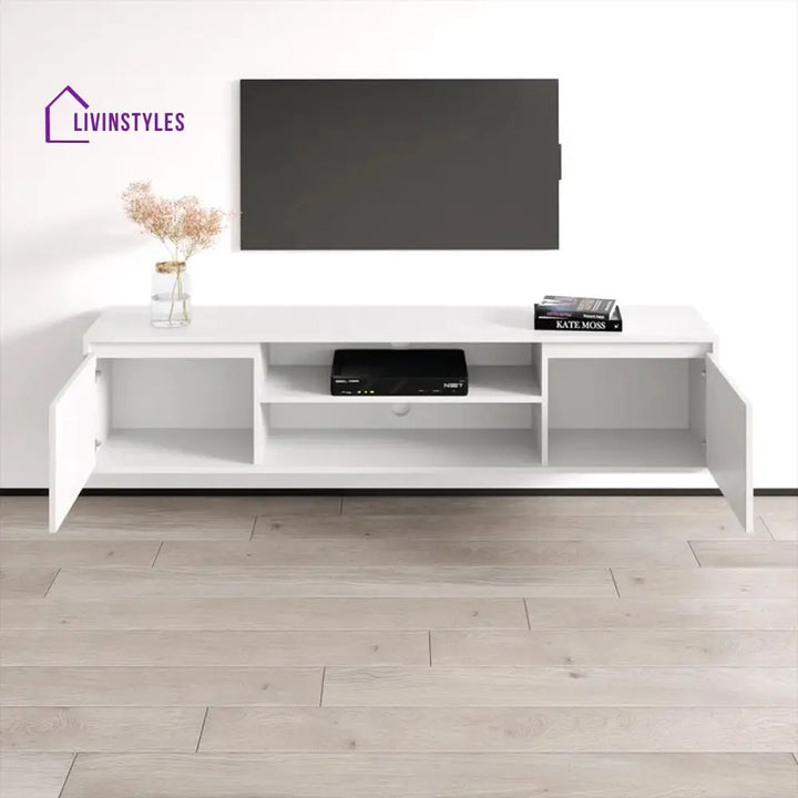 Breeze Wall Mounted Wooden Finish Tv Unit Stand for Living Room