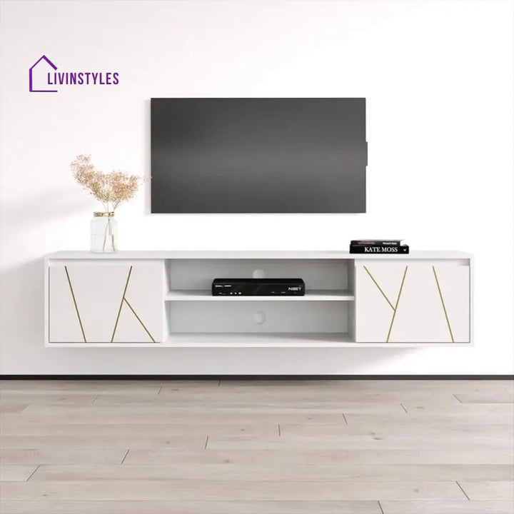 Breeze Wall Mounted Wooden Finish Tv Unit Stand for Living Room