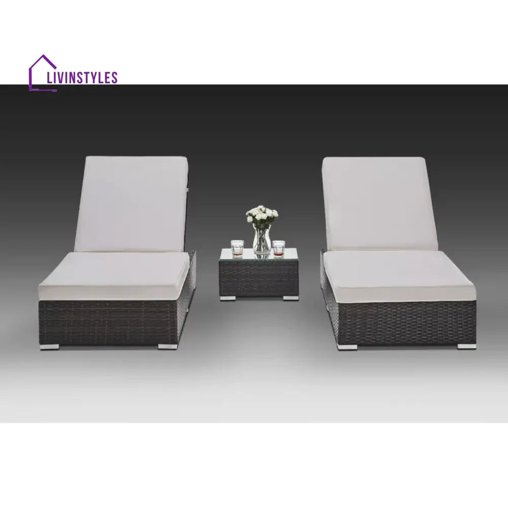 Brezzy Outdoor Swimming Poolside Lounger Set of 2 (Dark Brown) - Loungers