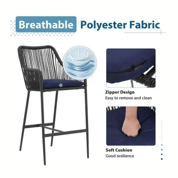 Feliciano Outdoor Patio Seating Set 2 Chairs Set Braided And Rope