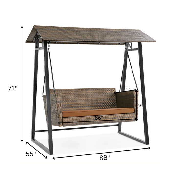 Lince Double Seater Hanging Swing With Stand For Balcony, Garden Swing (Brown)