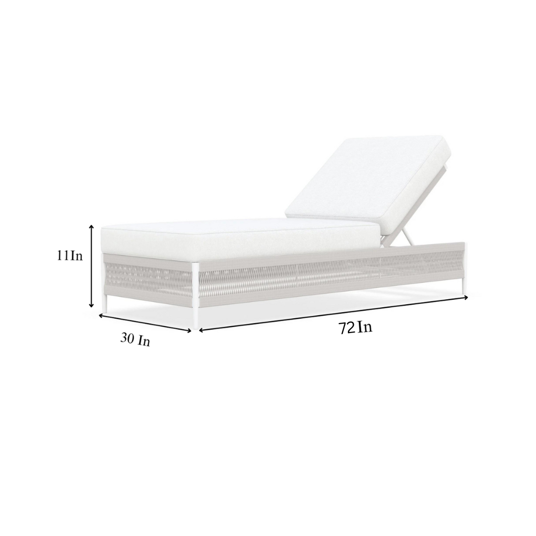 Deiniol Outdoor Swimming Poolside Lounger (White) Braided & Rope