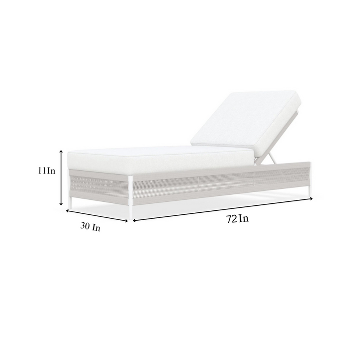 Deiniol Outdoor Swimming Poolside Lounger (White) Braided & Rope