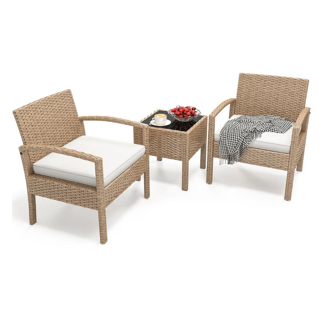 Ignacio Outdoor Patio Seating Set 2 Chairs and 1 Table Set